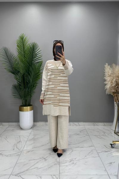 Müjde Triko Takım Taş Taş Rengi