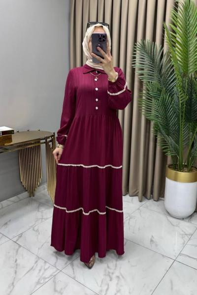 Nehir Elbise Bordo Bordo