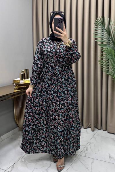 Nergis Elbise Siyah Siyah