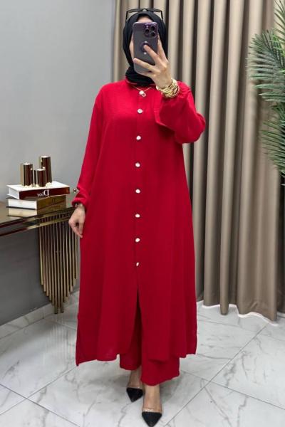 Neslişah Takım Kırmızı Kırmızı