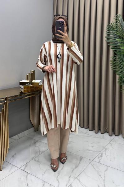 Nihal Triko Tunik Vizon Kolye Hediyeli Vizon