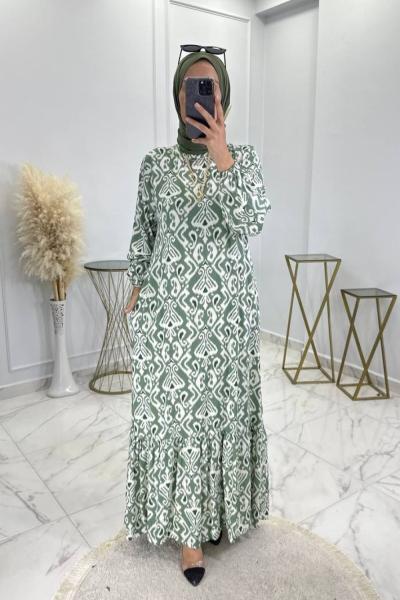 Nisa Elbise Yeşil Yeşil