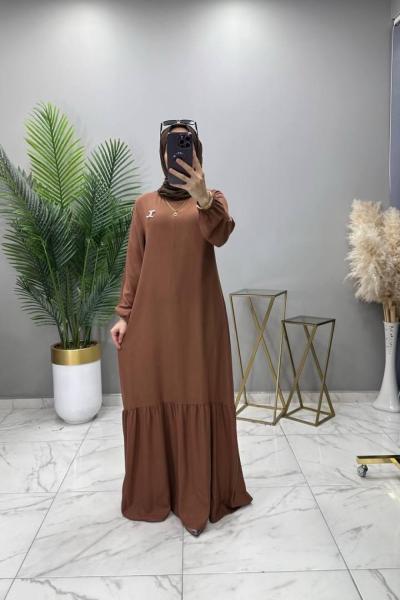 Nurgül Elbise Kahve Kahverengi