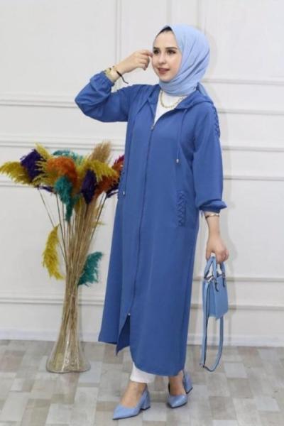 Örgü Kap İndigo Mavi