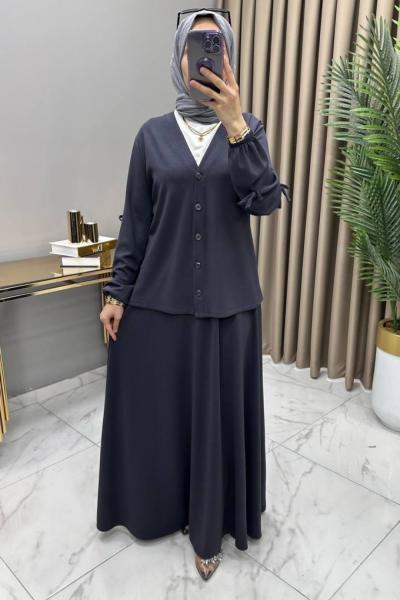 Öykü Etekli Takım Füme Füme