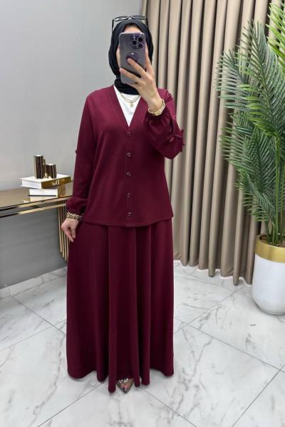 Öykü Etekli Takım Bordo Bordo