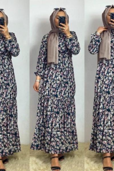 Pamuklu Saten Elbise Pudra Pudra