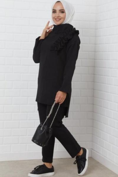 Pantolonlu İkili Takım Siyah - Şık  Siyah