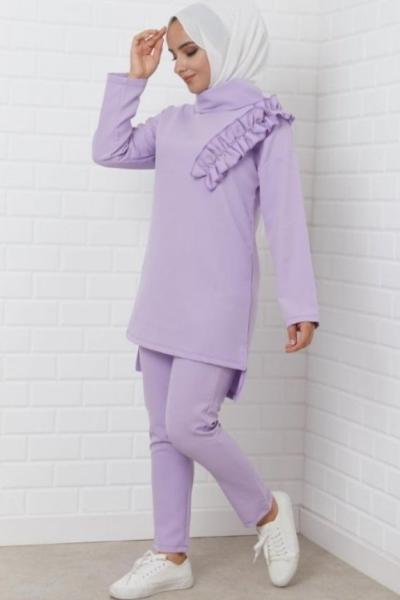 Pantolonlu İkili Takım Lila - Şık  Lila