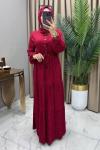 Pelin Elbise Saks Bordo Bordo