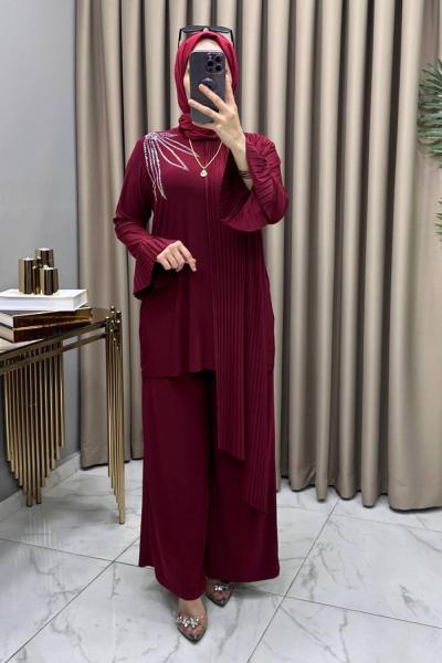 Perihan Takım Bordo Bordo