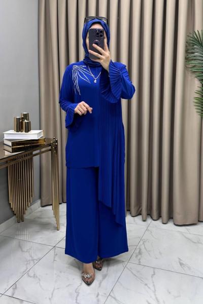 Perihan Takım Saks Saks Mavisi