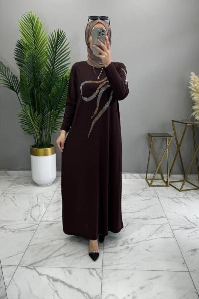 Peril Elbise Kahve  Kahverengi