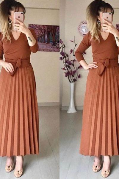 piliseli elbise kruvaze tarçın Tarçın