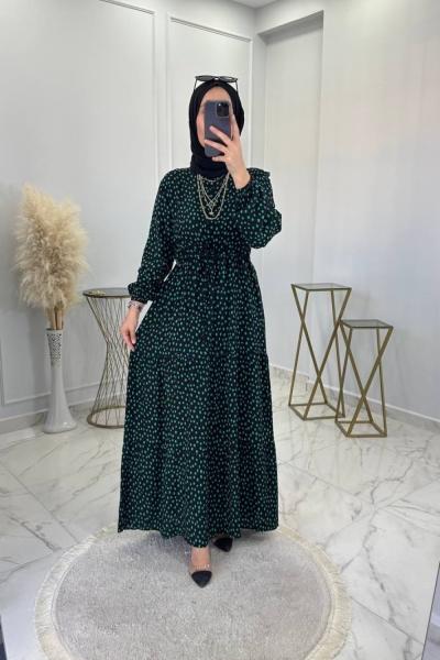 Puantiye Elbise Zümrüt Zümrüt