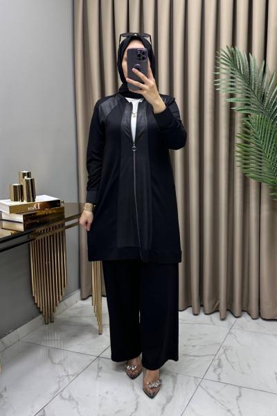 Rabia Pantolonlu Takım Siyah Siyah