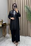 Rabia Pantolonlu Takım Siyah Siyah