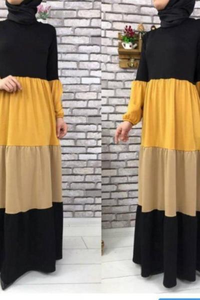 renk katmanlı elbise siyah Siyah