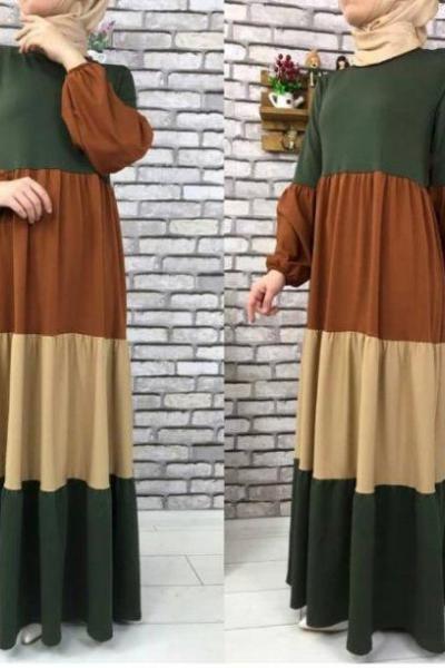 renk katmanlı elbise haki Haki
