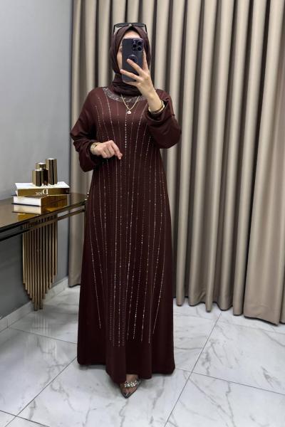 Reyhan Abiye Elbise Kahve Kahverengi