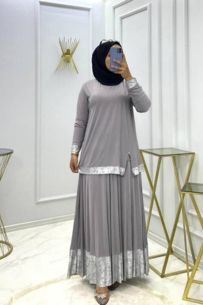 Saliha Takım Gri Gri