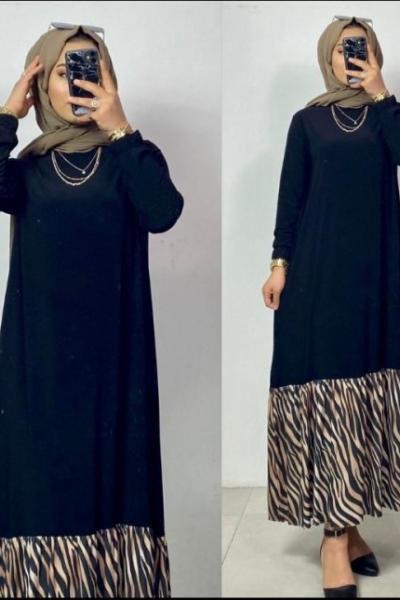 Sandy Detay Elbise Siyah Siyah