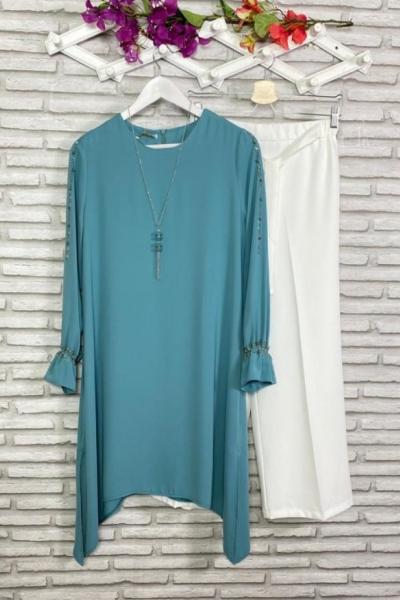 Şangal İpek Takım Mint Yeşili Mint Yeşili