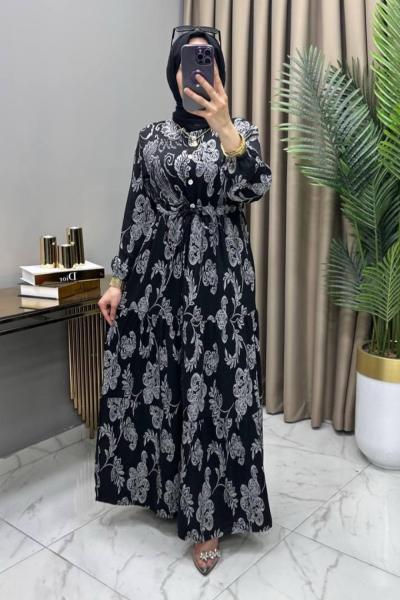 Selen Elbise Siyah Siyah