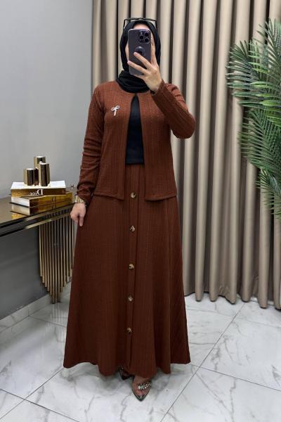 Selin Etekli Takım Kahve Kahverengi