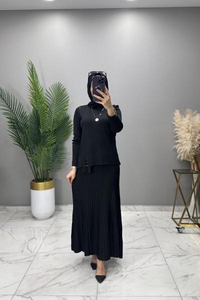 Senem Soğuk Merserize Takım Siyah Siyah