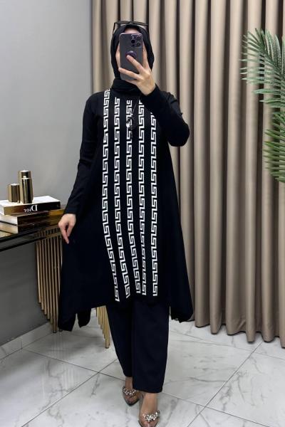 Sevgi Tunik Kolye Hediyeli Siyah  Siyah