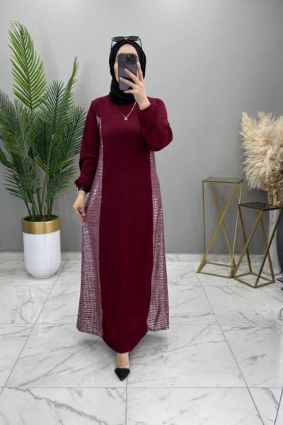 Seyran Abiye Elbise Bordo Bordo