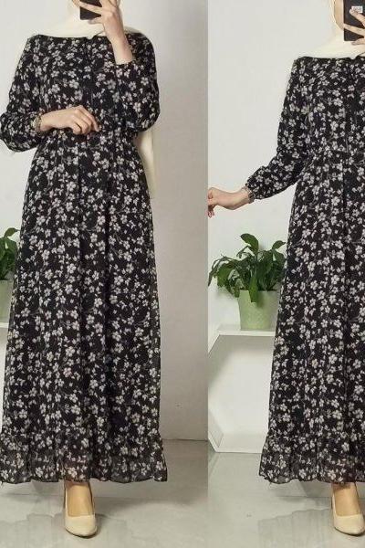 şifon elbise siyah beyaz Siyah Beyaz