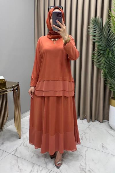 Şifonlu Takım Turuncu Turuncu