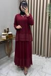 Şifonlu Takım Bordo Bordo