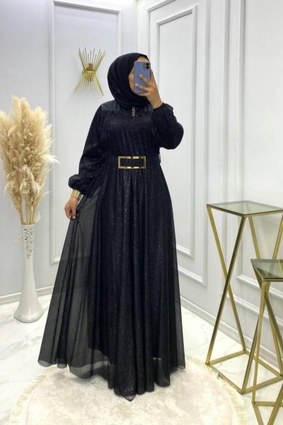 Simli Abiye Elbise Siyah  Siyah