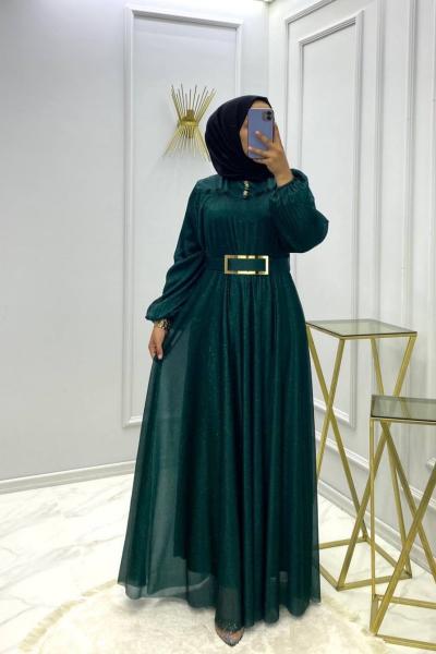 Simli Abiye Elbise Zümrüt Zümrüt