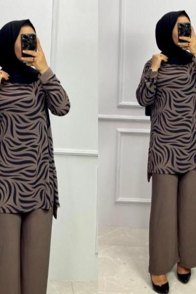 Tilda Pantolon Tunik Takım Vizon  Vizon