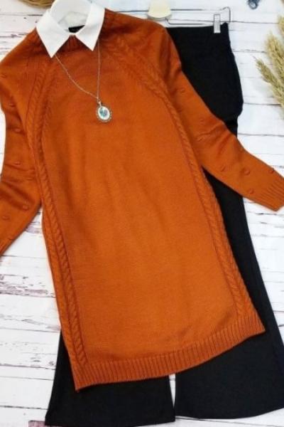 Triko Tunik 1 Adet Tarçın - Örgü  Tarçın