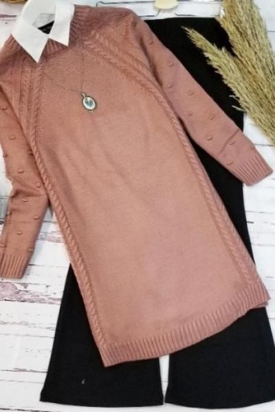 Triko Tunik 1 Adet Pudra - Örgü  Pudra