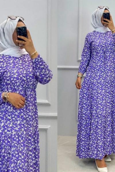 Viskon Elbise Lila Lila