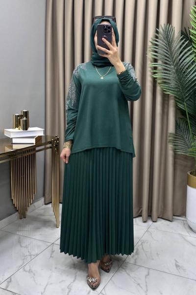 Yase Etekli Takım Zümrüt  Zümrüt