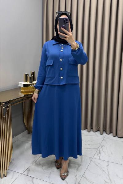 Yasemin Ceket Elbise Takım indigo mavi Mavi
