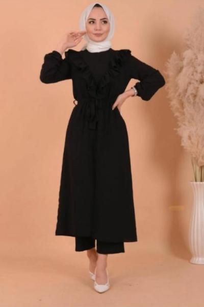 Yırtmaçlı Takım Siyah Siyah