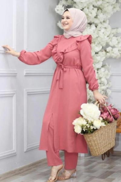 Yırtmaçlı Takım Pudra Pudra