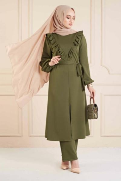 Yırtmaçlı Takım Haki Haki