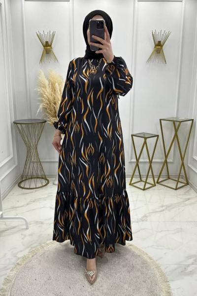 Yüsra Elbise - Siyah Siyah