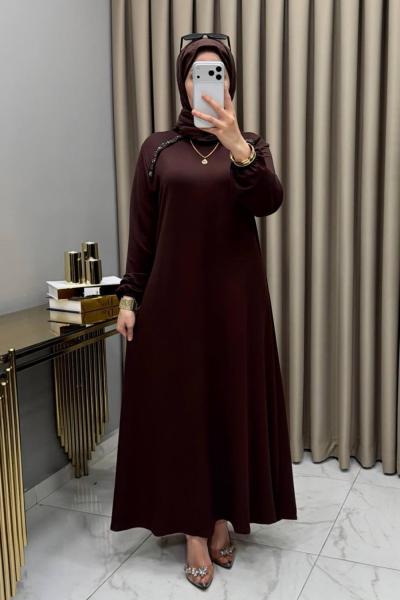 Yüsra Elbise Kahve  Kahverengi