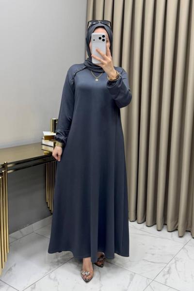 Yüsra Elbise Füme  Füme