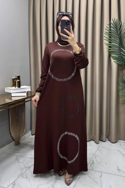 Zahide Abiye Elbise Kahve Kahverengi